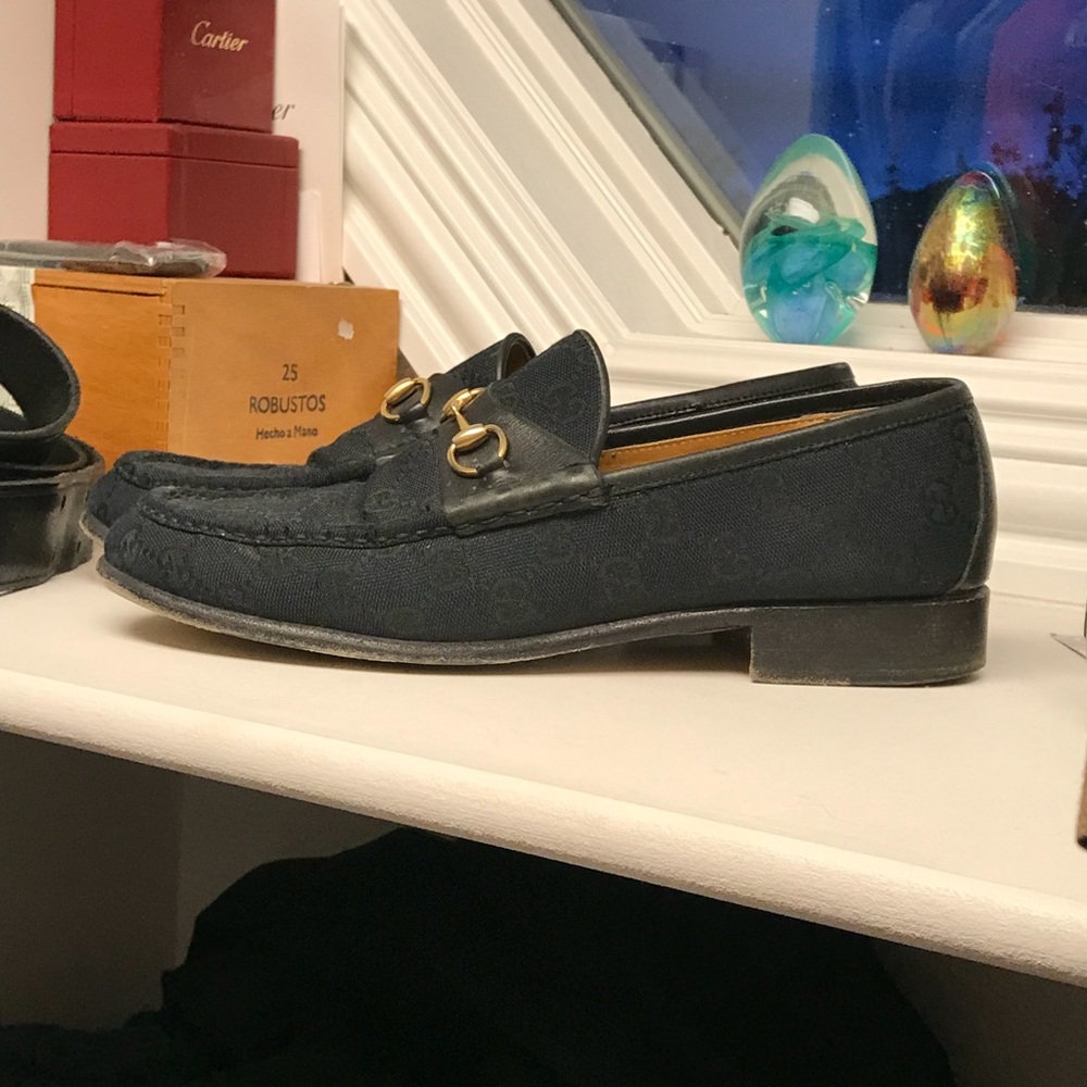 Gucci Black Horse bit Logo GG Loafers